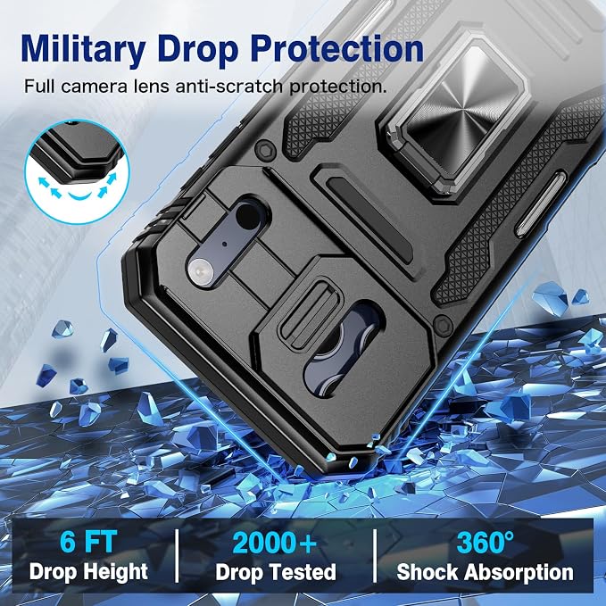 VEGO for iPhone 17 Pro Case with Privacy Screen Protector Black | Slide Camera Cover & Ring Kickstand Military Grade Heavy Duty Protection Cover for iPhone 17 Pro 5G 6.3 Inch - Black - Image 6