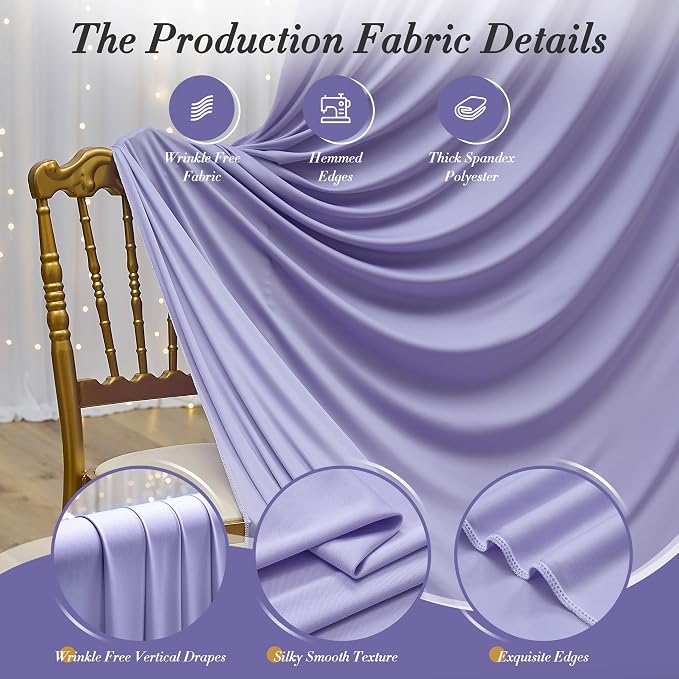 10 ft x 10 ft Wrinkle Free Lavender Backdrop Curtain for Parties, Polyester Light Purple Photo Backdrop Drapes 2 Panels 5x10ft for Baby Shower Photoshoot Wedding Birthday Party Photography Curtains - Image 4