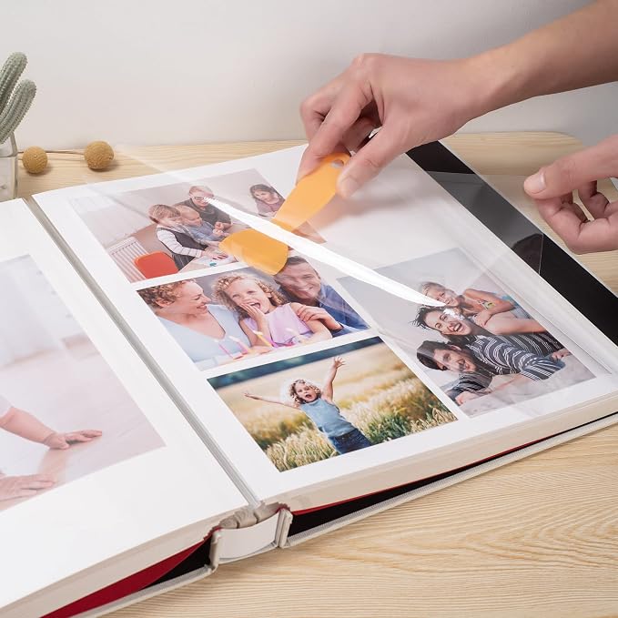 HoneyTolly Large Photo Album Self Adhesive, DIY Scrapbook Album for 600 Photos, 13"x12.6" 120 Pages Linen Cover Memory Book(White) - Image 6