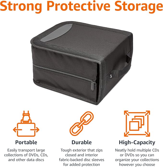 Amazon Basics Polyester CD/DVD Portable Storage Binder,400-capacity,Black,(Pack of 3) - Image 4