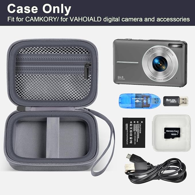 ALKOO Digital Camera Case for CAMKORY, Camera Pouch for KODAK Pixpro -Grey | for Lecran/for VAHOIALD Point and Shoot Camera, Hard Carrying Case with Mesh Pocket, Compact for Vlogging, Travel and Storage - Image 2