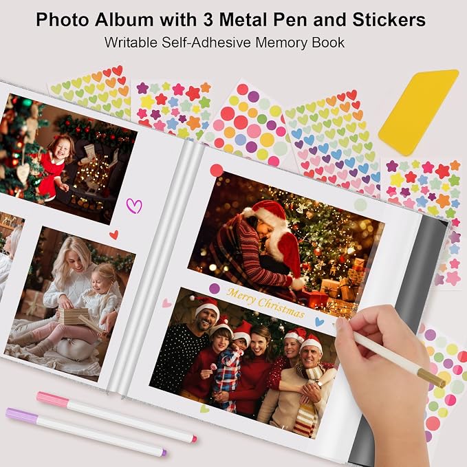 Zesthouse Photo Album Self Adhesive Pages, 60 Pages Magnetic Scrapbook Albums with Sticky Page, Photos Album Holds 8x10 & 5X7 & 4x6 & 6x8 & 3x5, Large Picture Book Ideal Gift for Family Wedding Baby - Image 4