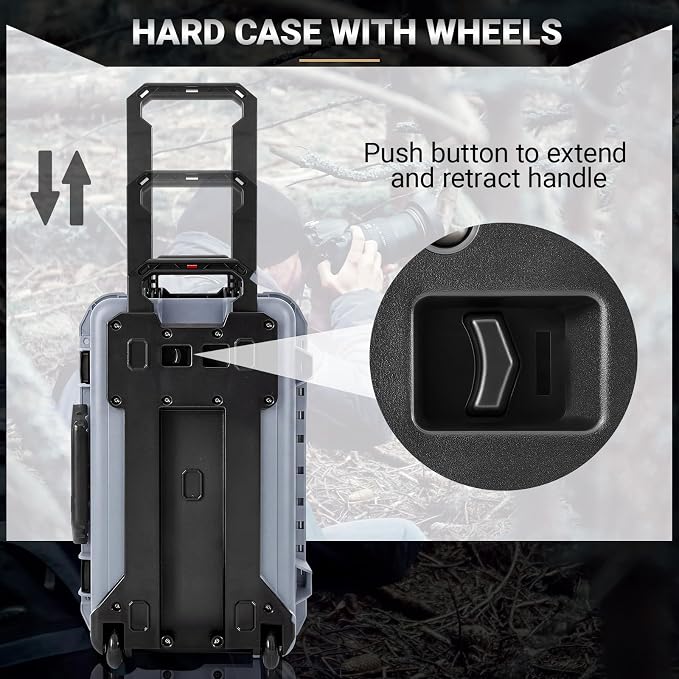 Relaxweex Rolling Camera Hard Case with 15 Padded Dividers & Wheels | Impact-resistant, Protective, Waterproof, Hard Shell Travel Case for Cameras, Lenses & Accessories, 22 x 14 x 9 Inch, Black - Image 4