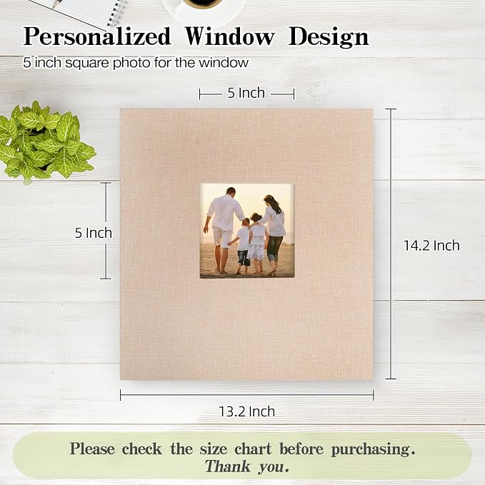 potricher Photo Album 4x6 Pictures, 1000 Pockets, Linen Cover, Beige | Linen Cover, Front Window, Large Capacity 4x6 Picture Albums, Photo Book for Family, Wedding, Anniversary, Baby, Keepsake - Image 2