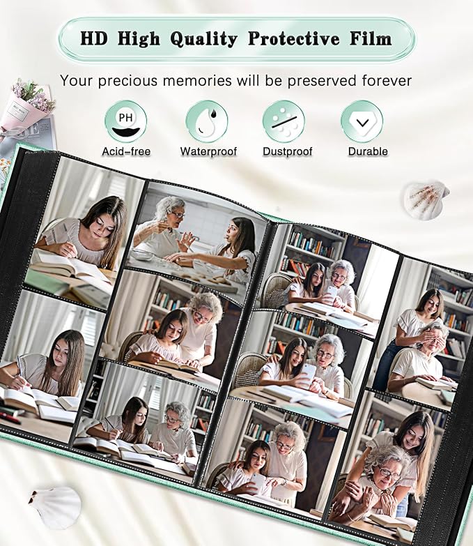Ejblfe Photo Album 4x6,Linen Cover Slide-in Photo Album Book Can Holds 1000 4x6 Photos with 100 Black Sheets for Family,Wedding,Baby and Holiday Pictures (Turquoise) - Image 4