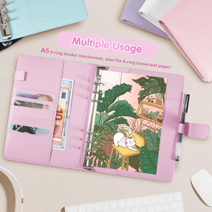A5 Kpop Photocard Binder with 30 Pack 4-Pocket Card Pages, 6 Ring A5 Binder Card Collector Album with 240 Card Slots,PU Leather Binder Cover with Magnetic Buckle Closure for Organizing Trading Card - Image 7