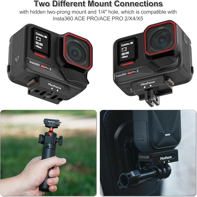 Magnetic Quick Release Mount for Insta360 Ace Pro/Ace Pro2/X5/X4 Air, Snap-On Magnetic Tripod Adapter with 1/4"-20 Threaded Hole, 2 Prong Mount Connector Base for Tripods, Selfie Sticks - Image 7