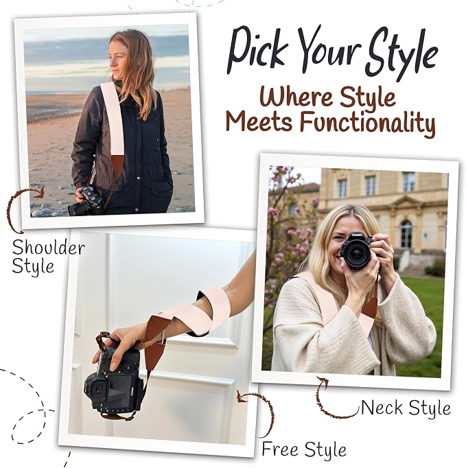 Art Tribute Camera Strap - Shoulder, Crossbody & Neck Camera Strap for Photographers, Fits All Cameras, Canon Nikon Sony Fujifilm, Padded Strap W/Quick Release, Embroidered Cotton & Leather Ends - Image 6