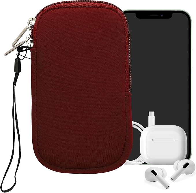 kwmobile Universal Phone Pouch Size M - 5.5" - Neoprene Smartphone Pouch with Zip - Water-Repellent Mobile Phone Case - Sleeve in Bordeaux - Image 8