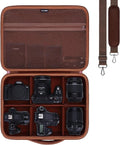 Large Camera Case Bag for Canon/Sony/Nikon Camera and Multiple Lens Brown | Hard Travel Carrying Case Bag for Canon/Sony/Nikon DSLR SLR Mirrorless Camera and Multiple Lens with 5 Dividers by LTGEM