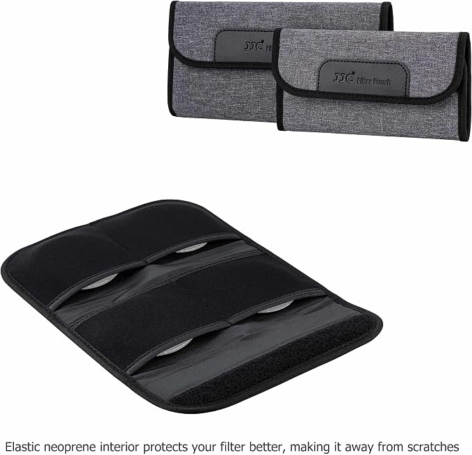 JJC 4-Pocket Lens Filter Pouch Case, Wallet for Circular Filters up to 58mm | Padded Folding Filter Bag, Hoop & Loop Closure, Durable Polyester Material, Handy Size 6.7x3.5x1.0", Compact to Travel - Image 5