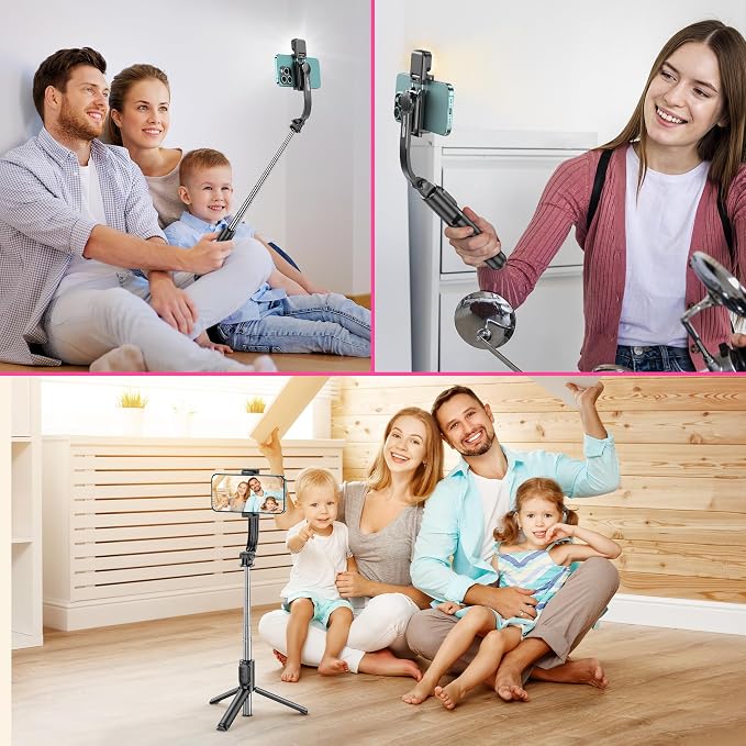 Selfie Stick Tripod with Fill Light, All in One Extendable Selfie Stick with Detachable Wireless Remote, Flexible Phone Tripod Stand Compatible with iPhone/Galaxy, Compact Size & Lightweight - Image 9