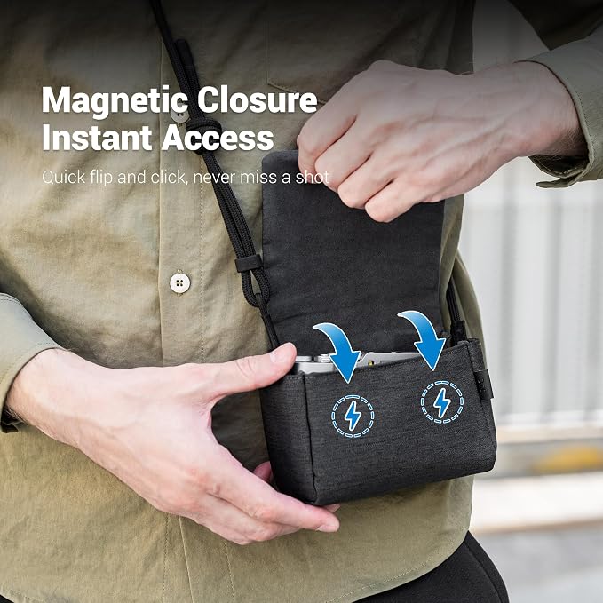Compact Camera Case for Fuji X100VI X-E5+23/27mm PowerShot V1 Oxford | without strap, Fits X100VI X-E5+23/27mm lens & PowerShot V1. Anti Scratch, magnetic flap, rear zipper pocket - Image 2