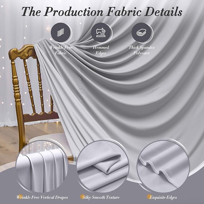 50 ft x 10 ft Wrinkle Free Silver Backdrop Curtain for Parties, Polyester Silver Grey Backdrop Drapes 10 Panels 5x10ft for Baby Shower Photoshoot Engagement Wedding Birthday Photography Background - Image 7