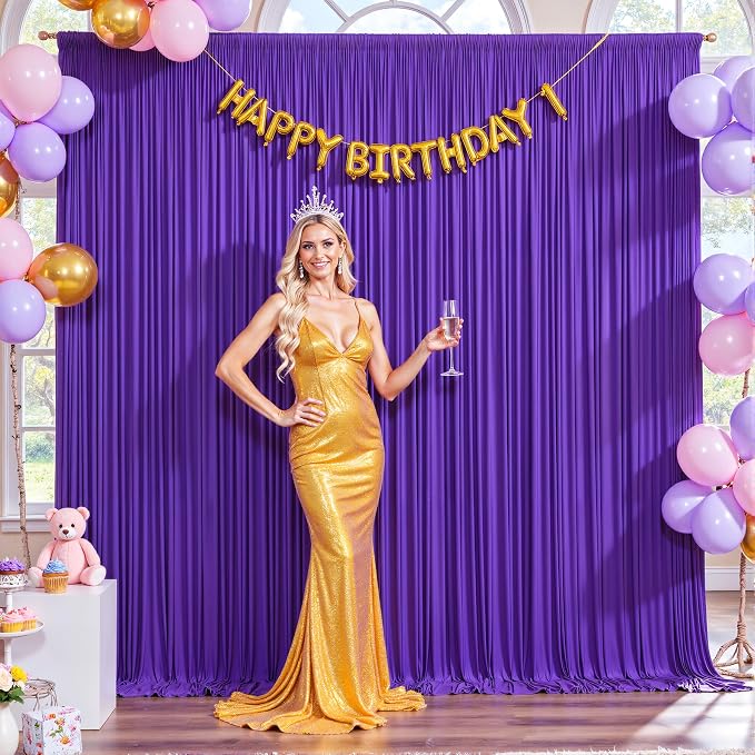Purple Backdrop Curtain for Parties Wedding Wrinkle Free Purple Photo Curtains Backdrop Drapes Fabric Decoration for Birthday Party Photography 5ft x 8ft,2 Panels - Image 8