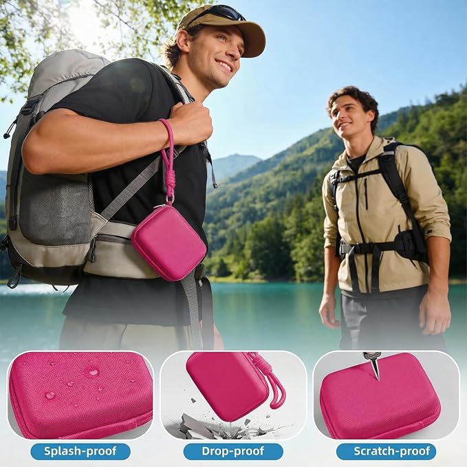 Digital Camera Case for CAMKORY/KODAK PIXPRO FZ45/FZ55/Canon IXUS 285 HS/AbergBest/Sony DSCW800/DSCW830 - Small Travel Compact Camera Holder with Mesh Pocket for SD Card & Accessories (Fuchsia) - Image 6