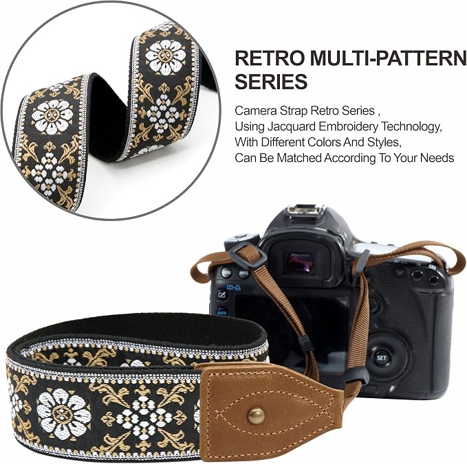 Padwa Lifestyle 2" Wide Classic Crazy Horse Art Cowhide Head Cotton Camera Straps for Photographers - Image 5
