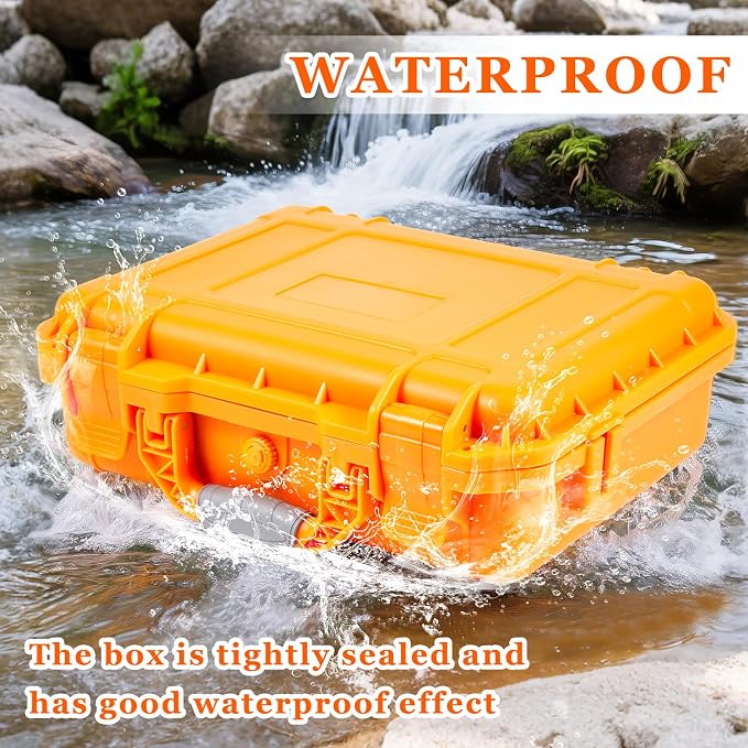 Relaxweex 1 Pcs Waterproof Hard Case with DIY Customizable Foam Insert Portable Protective Case with Knife for Camera Drones Equipments Tools Test Instruments(Orange,8.5 x 6.5 x 3.7 Inch) - Image 5