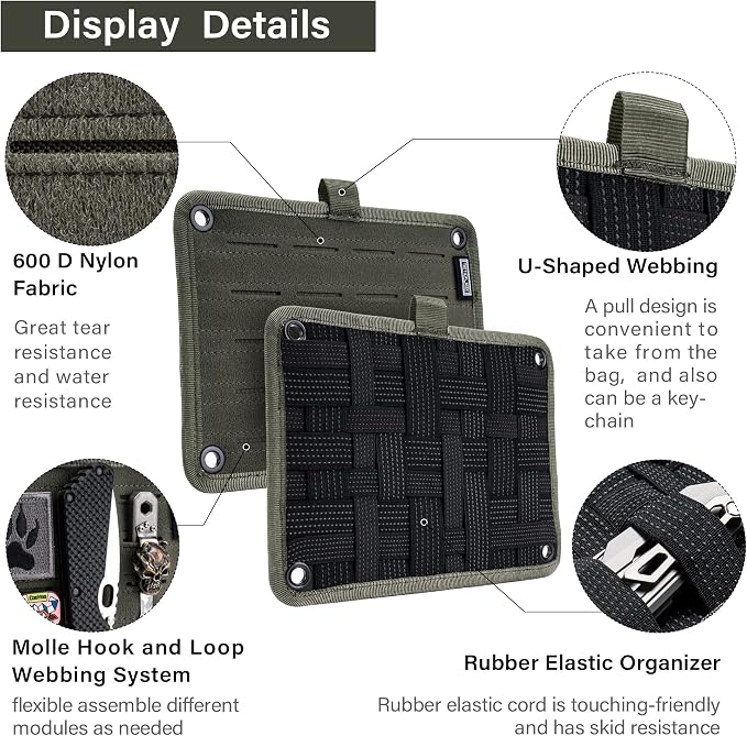 TACTICAL_GEEK EDC Organizer Board, Anti-Slip Elastic Woven Board, Utility Bag Insert Panel for Small Gear, Backpack Accessories (TCM-Green) - Image 2