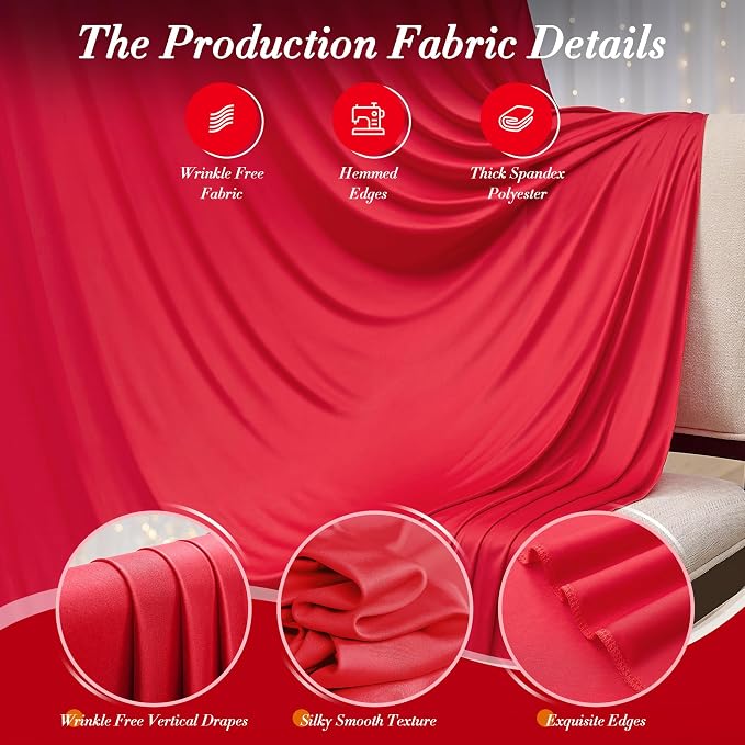 10ft x 8ft Wrinkle Free Red Backdrop Curtains for Parties, Polyester Photo Backdrop Drapes 2 Panels 5x8ft for Wedding Birthday Party Christmas Photography Background for Backdrop Stand - Image 7