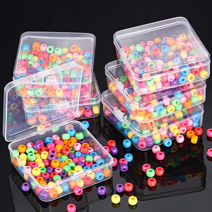 SATINIOR 12 Pack Bead Organizer Box Small Clear Plastic Beads Storage Containers Box with Hinged Lid for Bracelet Making DIY Jewelry Craft Nail (3.3 x 3.3 x 1.2 Inch) - Image 2