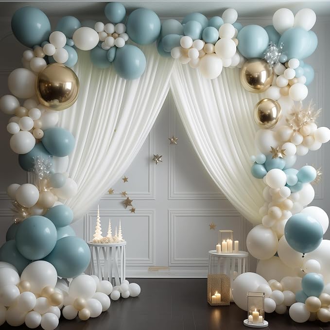 Ivory Backdrop Curtain for Wedding Parties Backdrop Drapes 10x10FT | Wrinkle Free Polyester Curtain Backdrop Ivory Draping Fabric for Backdrop Photoshoot Birthday Party Background,2 Panel 5x10FT - Image 4