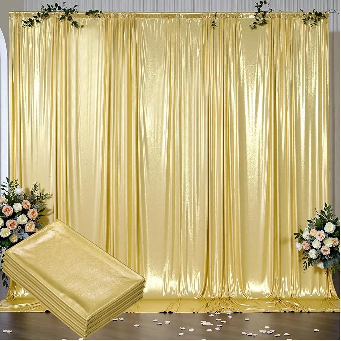 Outpain Thick 20 ft x 10 ft Gold Sequin Backdrop Curtain for Parties, Wrinkle Free Glitter Photo Backdrop Drapes 4 Panels 5x10ft Gold Back Drop Cloth for Wedding Christmas Photography Background - Image 9