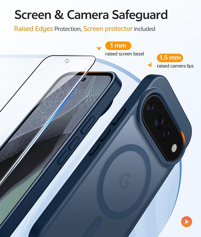 FNTCASE for Google Pixel 11 Pro Case / Pixel 11 Case, with Screen Protector | Fit for Magsafe, Translucent Matte, 14FT Military Grade Drop Protection, Shockproof Protective Phone Cover, Blue - Image 4
