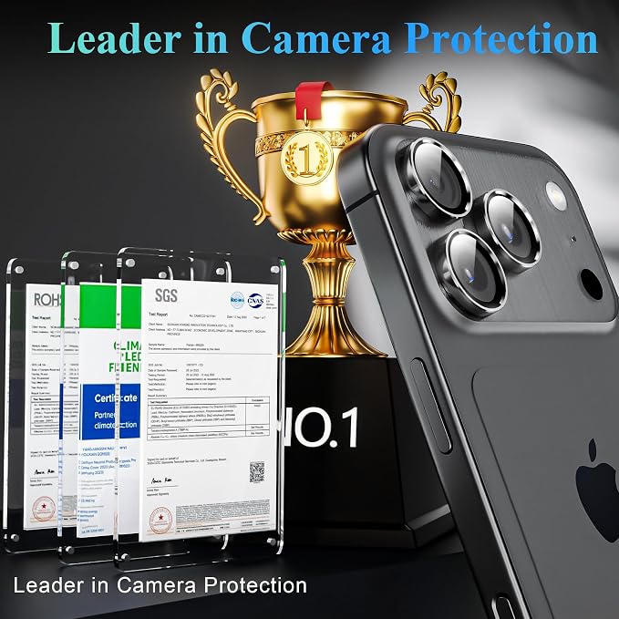 YWXTW Camera Lens Protector for iPhone 17 Pro/iPhone 17 Pro Max, [1 Step Installation Tray] Tempered Glass Screen Protector Metal Individual Camera Cover Accessories Case Friendly (Grey-2Pack) - Image 2