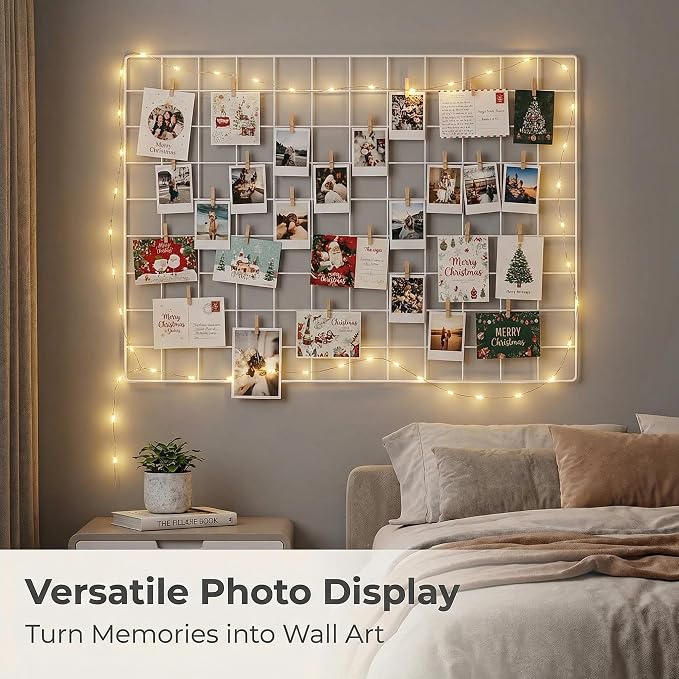 Kaforise Wire Wall Grid Panel, Multifunction Painted Photo Hanging Display and Wall Storage Organizer, Pack of 2, Size 25.6" x 17.7" White - Image 3