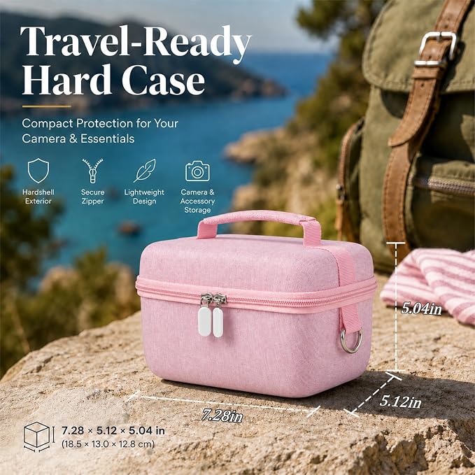Comecase Large Travel 4K Vlogging Camera Case for Duluvulu/for AUREAPIX | Outdoor Camera Holder with 2 Dividers and Mesh Pocket, for Vloggers and Content Creators, Trip Ready, Full Pink - Case Only - Image 5