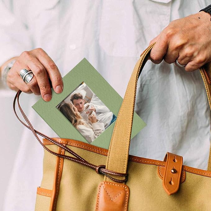 Small 4x6 Photo Album 100 Pockets Linen Cover Light Green | Linen Cover, Front Window, Portable Mini Picture Book, Family Travel Wedding Memory Keepsake - Image 6