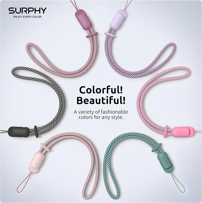 SURPHY 3 Pack Phone Wrist Strap, Phone Lanyard with Cellphone Tether Tab | Phone Strap Charm, Camera Wrist Strap with 2-Color Braided, Phone Wristlet, Wrist Lanyard for Case - Image 6