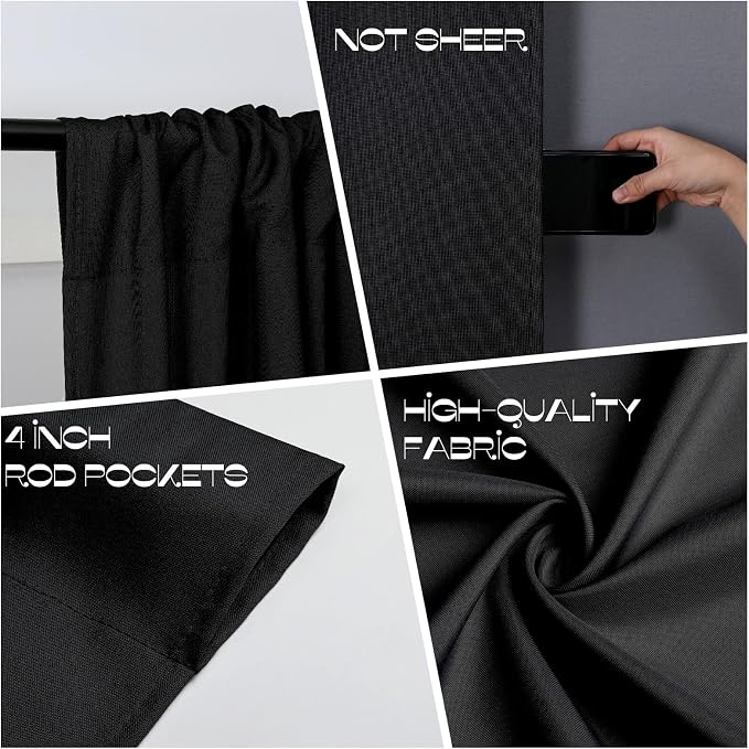 Joydeco Black Backdrop Curtain for Parties, Wrinkle Free Black Curtains Photo Backdrop for Wedding Decor, Birthday Party Graduation Baby Shower Photography(5ft x 8ft, 2 Panels) - Image 6