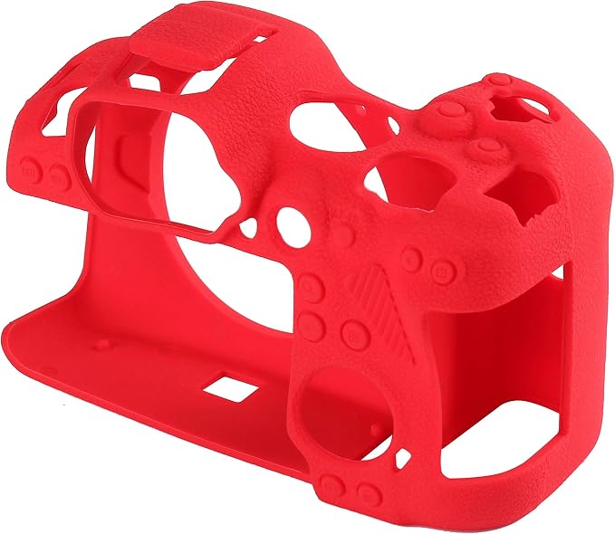 Camera Case for Canon R6 R6II - Silicone Protective DSLR Skin Cover, Detachable Cage, Shockproof, Dustproof (Red) - Image 9