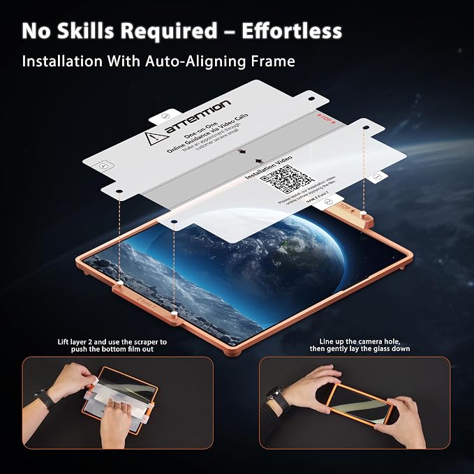 9 Pack for Samsung Galaxy Z Fold 7 Screen Protector, 3 Pac Inside Soft Film + 3 Pcs Front Tempered Glass + 3 Pcs Camera Protectors, Bubble-Free, HD Screen Protector for Galaxy Z Fold 7 5G - Image 2