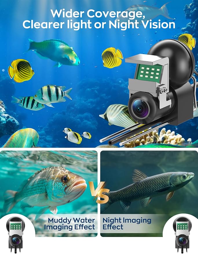 Underwater Fishing Camera,1080P Portable Fish Finder with 5" Waterproof IPS Screen,220° Ultra-Wide Ice Fishing Camera with 12 IR LED Night Vision,10000mAh Battery&100FT Cable for Boat, Lake & Kayak - Image 3