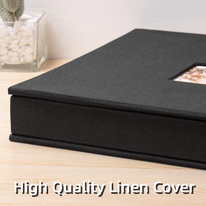 HoneyTolly Large Photo Album Self Adhesive, DIY Scrapbook Album for 600 Photos, 13"x12.6" 120 Pages Linen Cover Memory Book(Black) - Image 6
