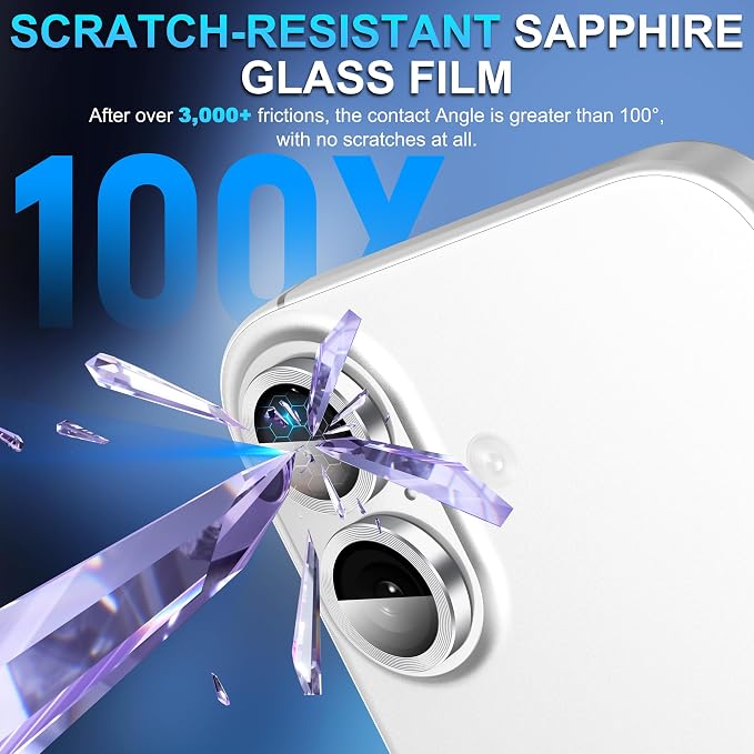 Suoman 2-Pack for iPhone 17 Camera Lens Protector, [CD Lines] [Strong-Adhesion] Metal Texture Style Tempered Glass Camera Lens Cover [with Auto Alignment Tool Kit] -Silver - Image 5