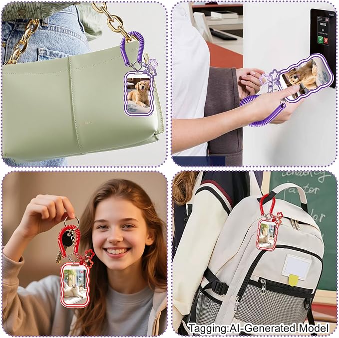 2 Pack Cute Photocard Holder Keychain,Kpop Photo Card Holder | Creative Photo Protector Keychain Accessories for Bus Card, Daily Display & Travel Decorations Gifts - Image 7