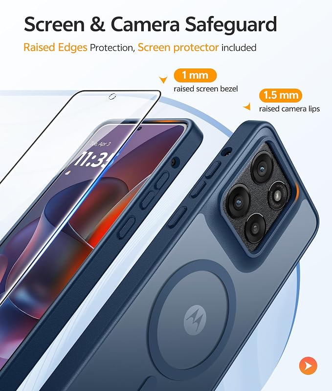 FNTCASE for Moto G Stylus 2026/2025 Case, Fit for Magsafe, Screen Protector | Translucent Matte Magnetic Back, 14FT Military Grade Drop Protection, Shockproof Protective Phone Cover, Blue - Image 4