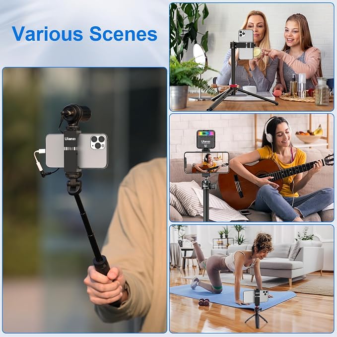 ULANZI ST-02S Aluminum Phone Tripod Mount w Cold Shoe Mount, Support Vertical and Horizontal, Universal Metal Adjustable Clamp for iPhone 12 11 Pro Xs X Max 8 7 Plus Samsung Android Smartphones - Image 8
