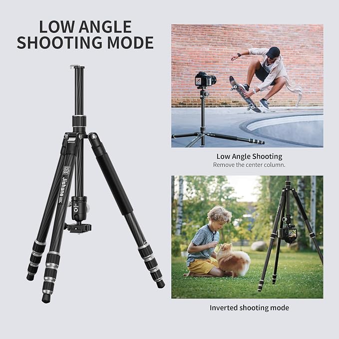 Carbon Fiber Camera Tripod, 62" Professional Video Tripod for Camera with 360° Ball Head, 1/4" Arca QR Plate, Compact Lightweight Travel Monopod for DSLR/Smartphone, Max Load 17.6 lbs/8kg - Image 4