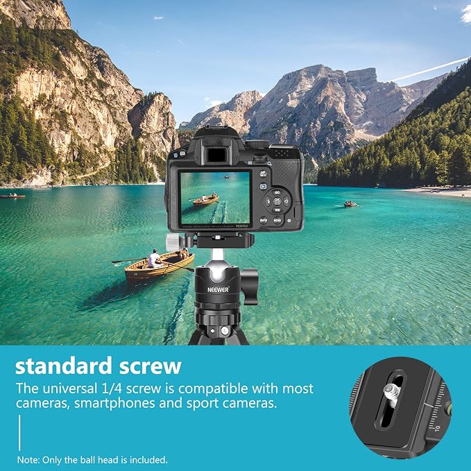 NEEWER 28mm Low Profile Tripod Ball Joint 360° Pan Rotation with 1/4" Arca Type Quick Release Plate and Spirit Level for Tripods, Monopods, Max Load: 6.6LB/5kg - Image 7