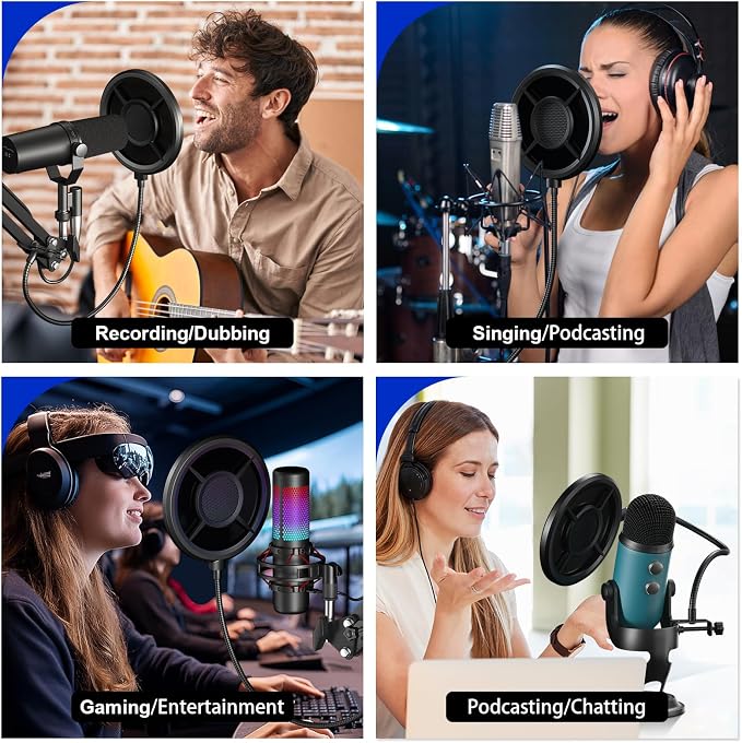 Microphone Pop Filter,Aokeo Mic Mask Shield,Three-layer Wind Pop Screen With Flexible 360° Gooseneck Clip Stabilizing Arm For All Microphone - Image 7
