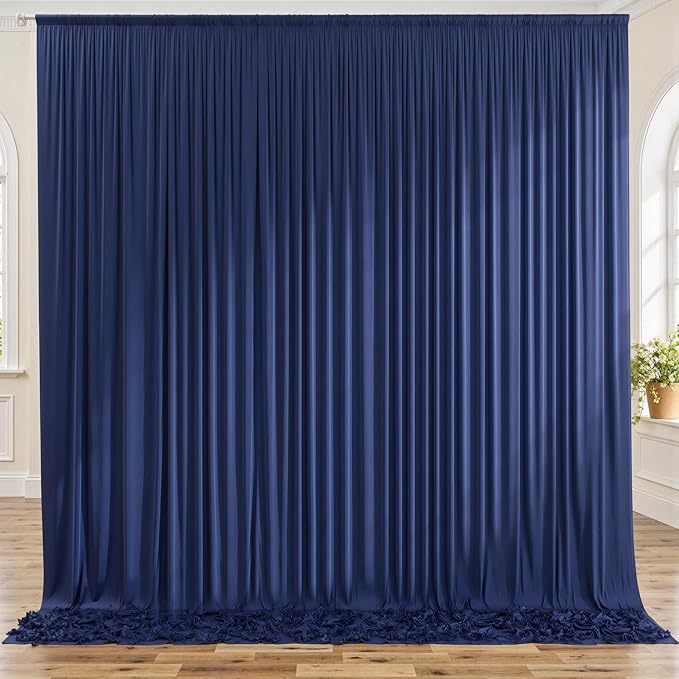 10ft x 8ft Wrinkle Free Navy Blue Backdrop Curtains for Parties, Thick Fabric Photo Backdrop Drapes for Weddings Photography Birthday Party Backgrpund Decor by ENJOYYOURPARTY