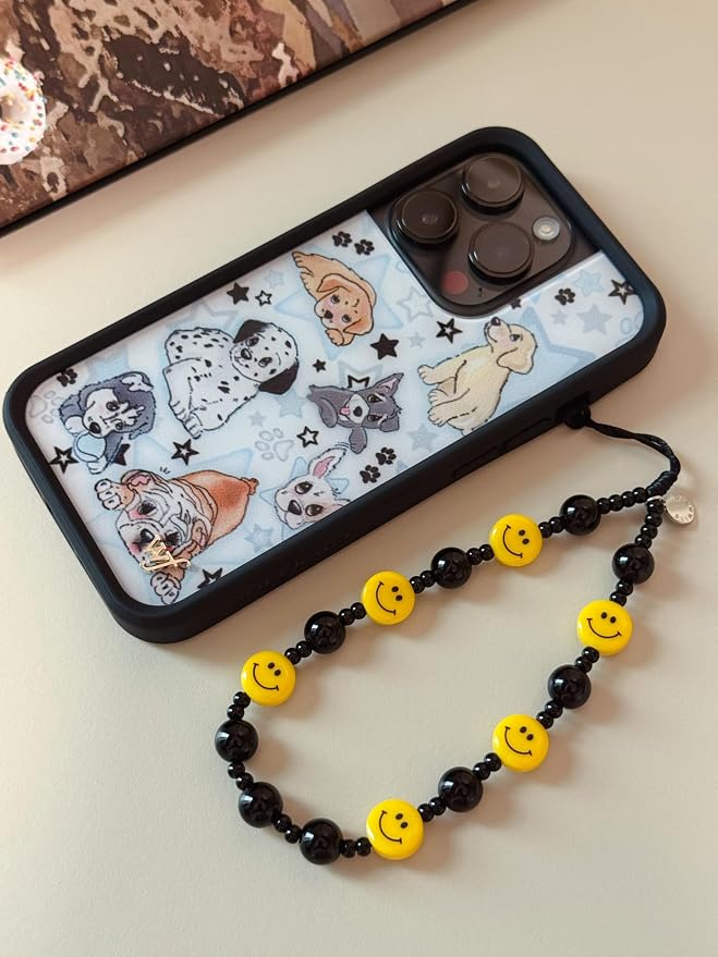 Drawwind Phone Charm Beaded Wristlet Strap Universal Cell Phone Lanyard Cute Bracelet Wrist Strap Beaded Chain String Handmade Accessories for Case Camera Bags (Yellow Smiles) - Image 2