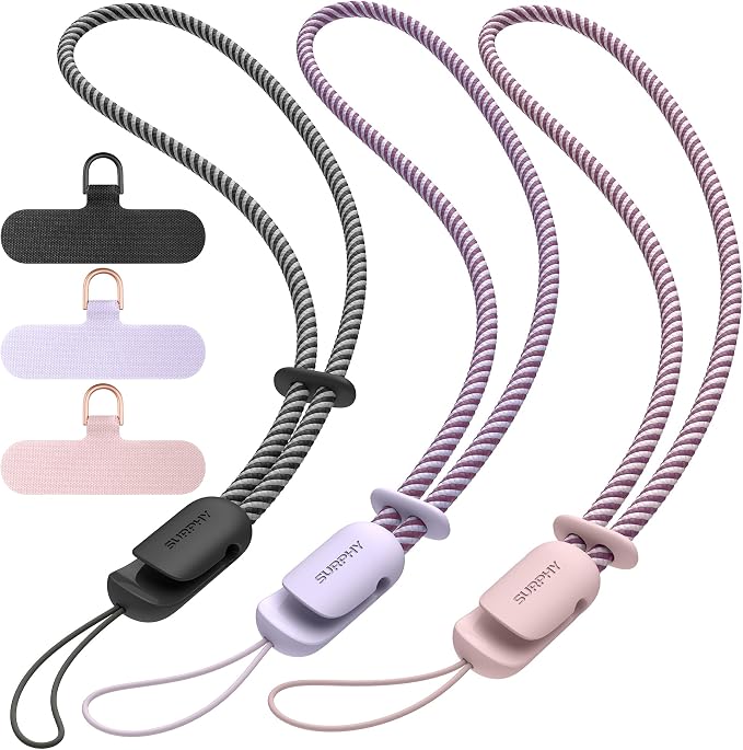 SURPHY 3 Pack Phone Wrist Strap, Phone Lanyard with Cellphone Tether Tab | Phone Strap Charm, Camera Wrist Strap with 2-Color Braided, Phone Wristlet, Wrist Lanyard for Case by SURPHY