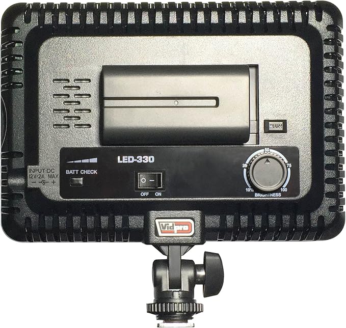 Vidpro LED-330 Photo and Video Light Kit - On Camera Panel LED Light - Adjustable and Dimmable Light Fits Cameras Video Camcorders and DLSR w/Hot Shoe Includes Rechargeable Battery Diffuser and More - Image 4