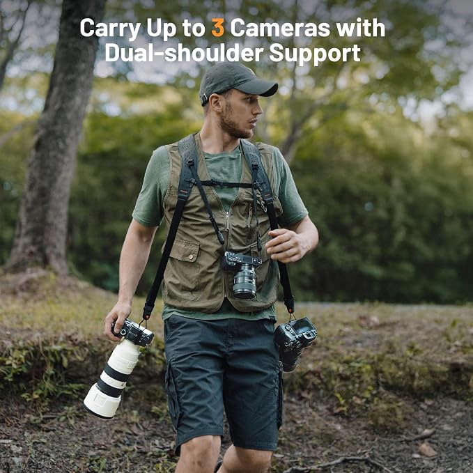 PGYTECH Dual Camera Harness for 3 Camera DSLR/SLR/Binocular for Women | Camera Strap Master, Vintage Leather Double Shoulder Harness, AutoFit, Quick Release for Wildlife/Wedding/Events/Daily, Brown - Image 3